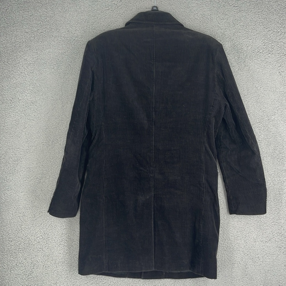 H&M brown corduroy three button long coat pockets men’s 38 medium collar jacket - Picture 12 of 14